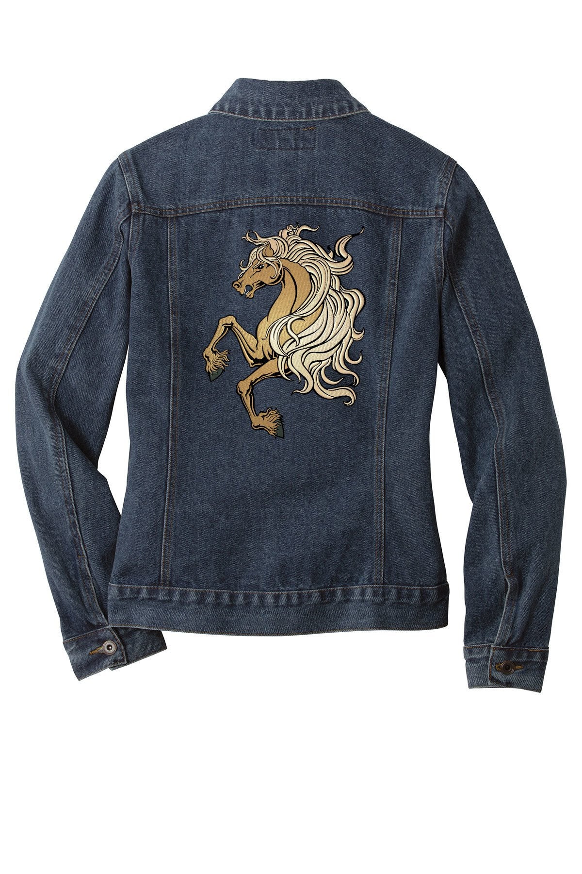 Customizable Embroidered Horse Denim Jacket - Mens