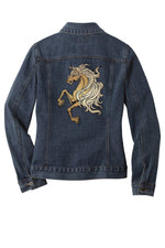 Load image into Gallery viewer, Customizable Embroidered Horse Denim Jacket - Ladies
