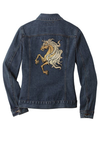 Customizable Embroidered Horse Denim Jacket - Ladies