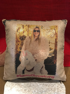 14" Sequin Pillow Cover with Logo or Photograph